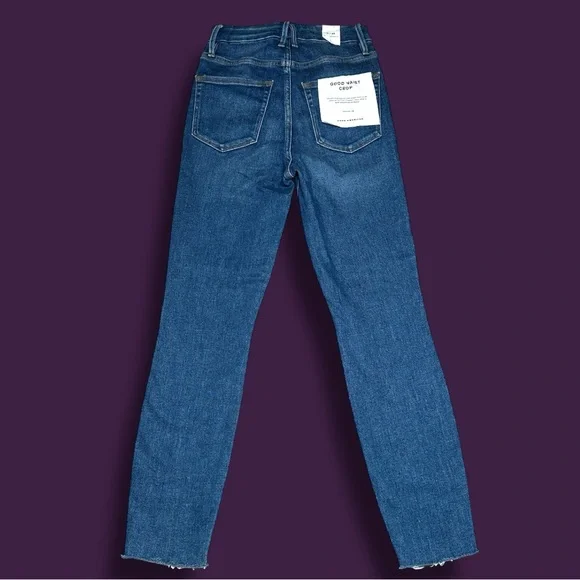 💥HP💥NWT Good American Distressed Knee Good Waist Crop Jeans. 👖 SIZE 0/25 - Picture 5 of 16